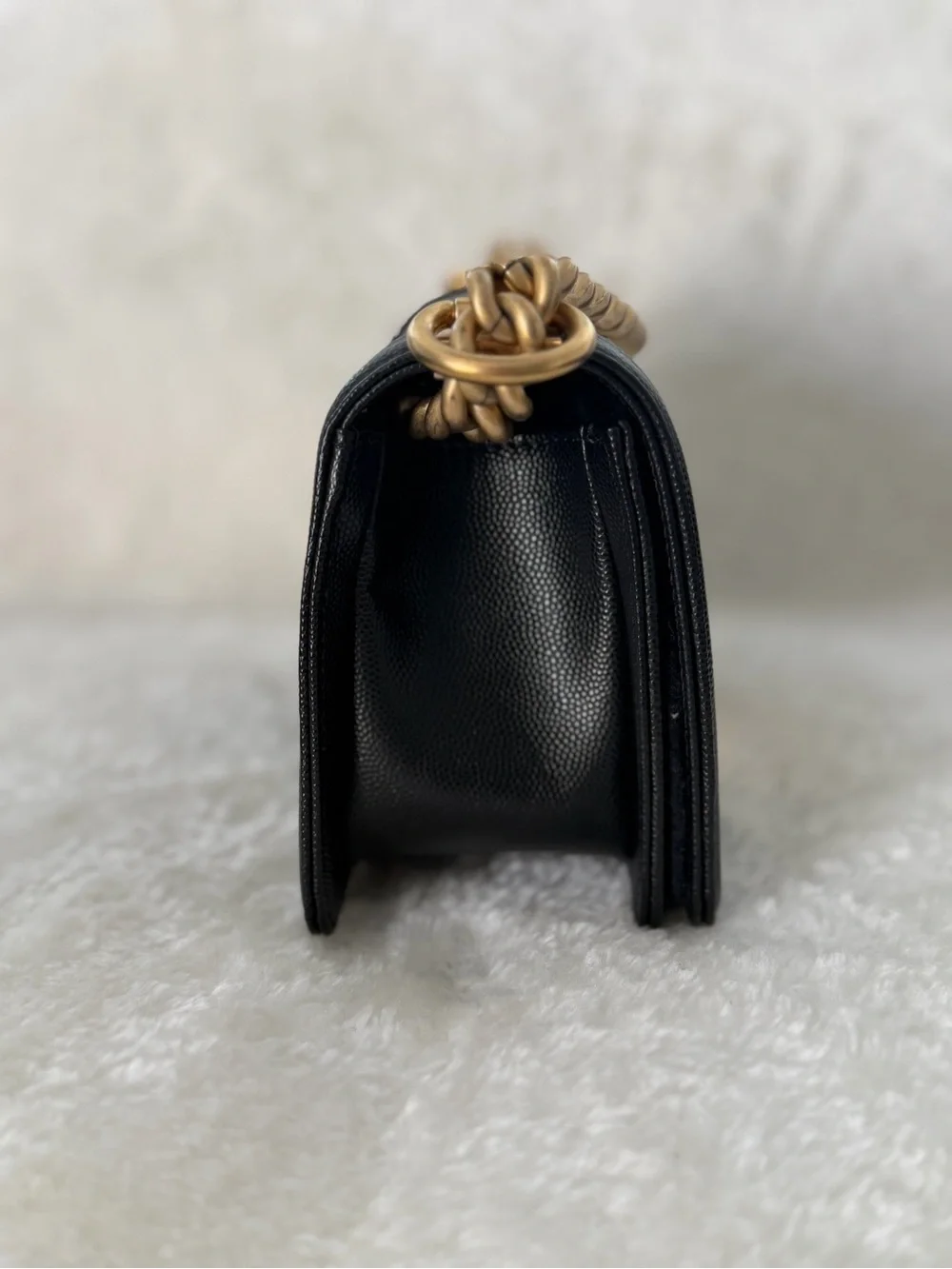 CHANEL Boy Small Black Caviar leather